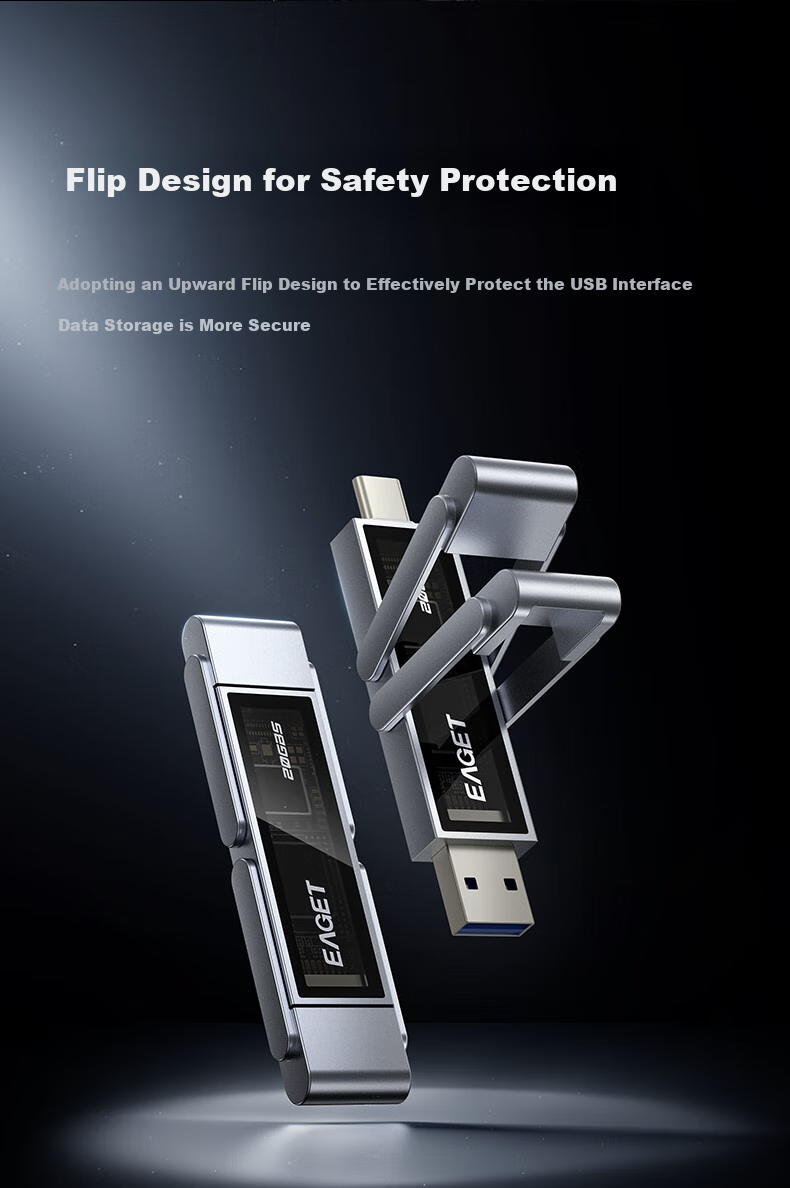 EAGET SU220 512GB Dual-Interface Portable SSD Flash Drive, 2000MB/s, USB3.2/Type-C High-Capacity Flash Drive, Compatible with Phones And Computers, Office USB Drive 9