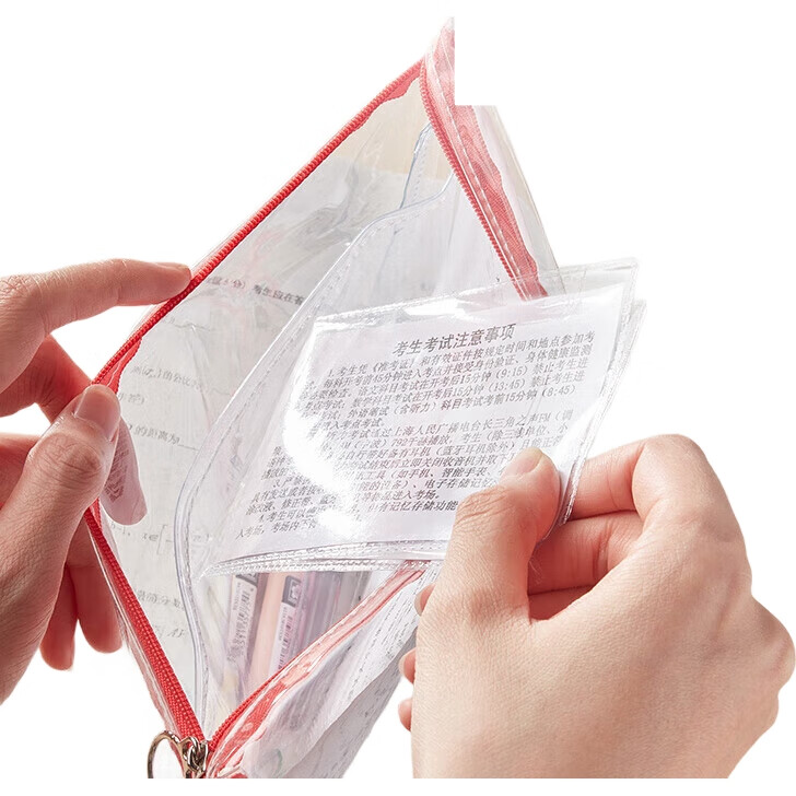 Пенал SAKURA Transparent Exam Pencil Case, фиолетовый, с двойной молнией, для учеников