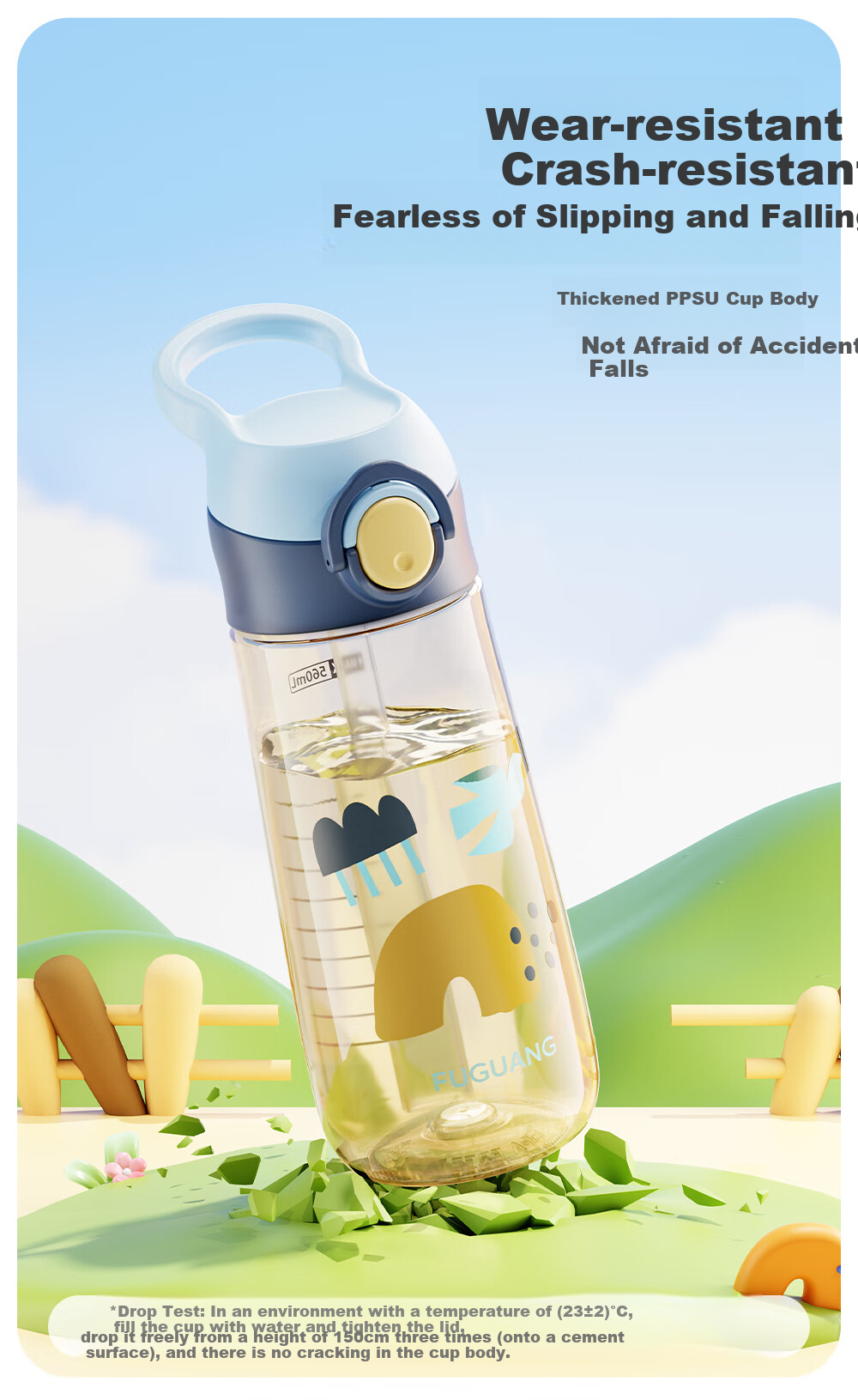 Fuguang Plastic Cup, Children's Water Bottle, PPSU Straw Cup, for Toddlers, Primary School Students, Pregnant Women, Infants And Kindergarten Children, 560ml 14