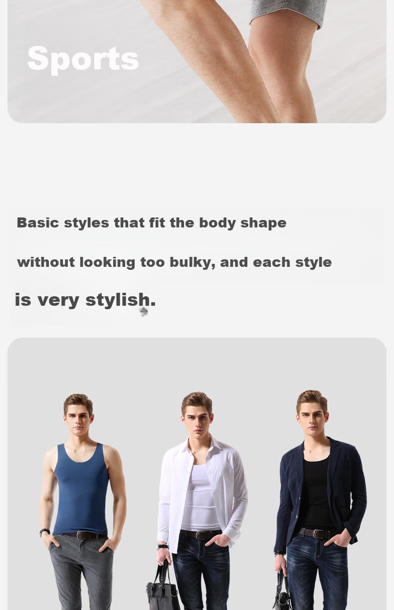 Jianyun Modal Seamless Tank Top for Men, Thin Sports Sweat-Absorbing Undershirt, Breathable Fitness Vest, Camisole Underwear 5