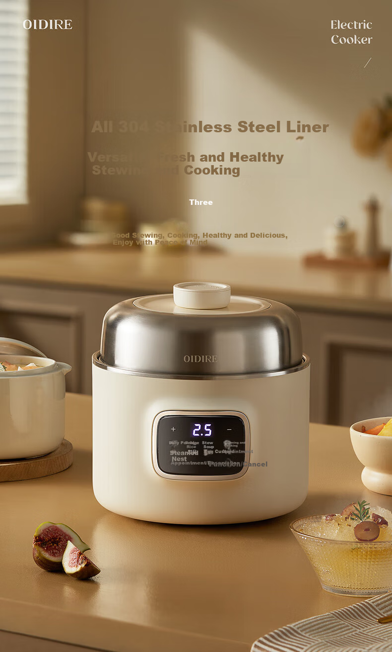 OIDIRE (Oudian) Electric Stew Pot, Double Boiler Soup Cooker, Health-Preserving Ceramic Pot with Automatic Timer for Bird's Nest And Baby Food, ODI-DDZ23A Steamer Model 1