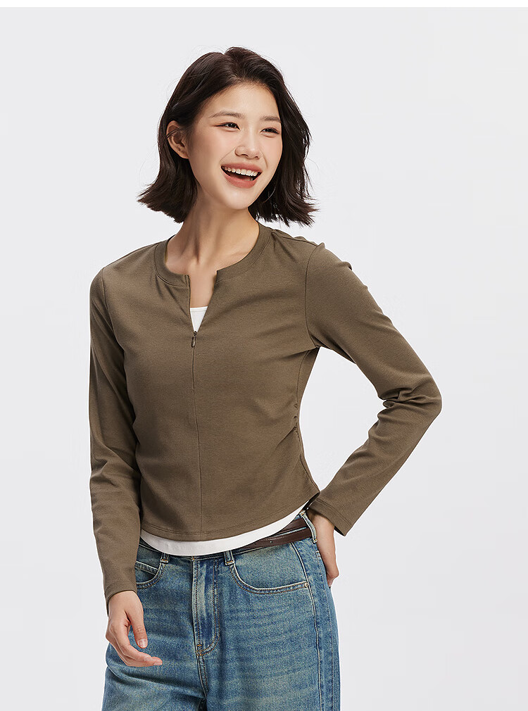 Semir Women's Long Sleeve T-Shirt Short Design Slim Fit Fake Two-Piece Autumn 2025 101525101003 Mall Version 14