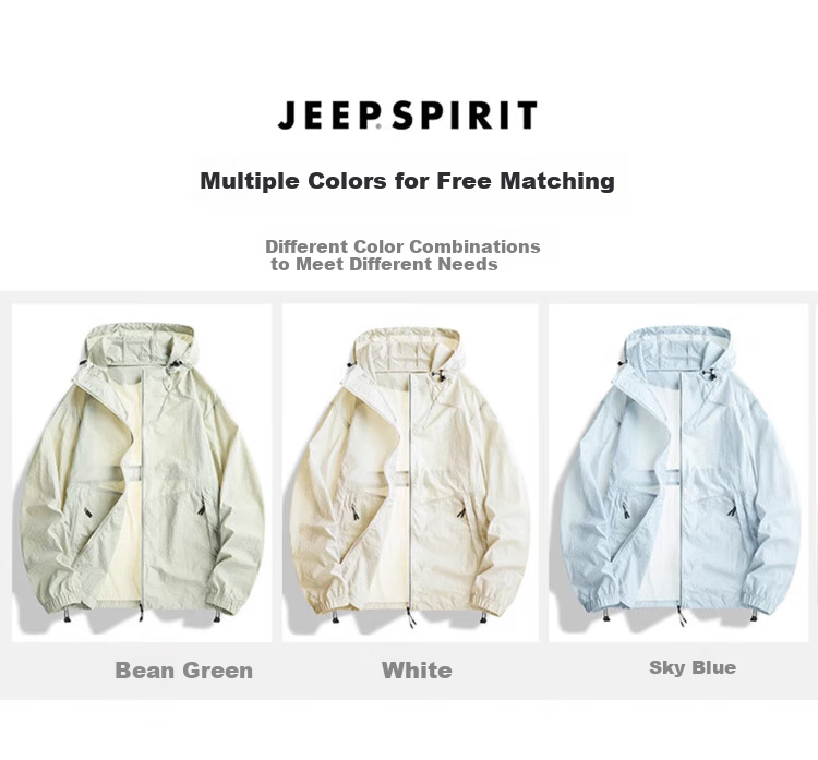 JEEP SPIRIT Men's Sun Protection Jacket, Summer UV-Resistant Coat, Ice Silk Breathable Thin Outdoor Fishing Sun Protection Clothing 9