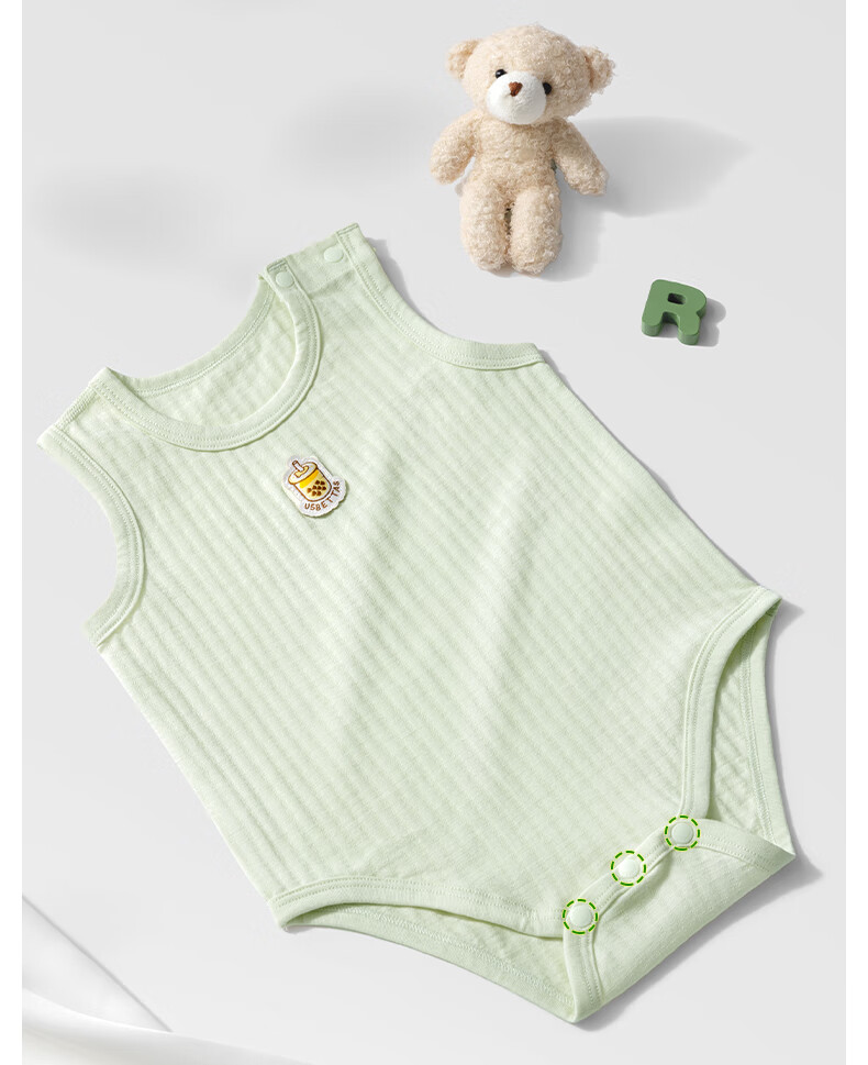 Beitaisi Baby Romper, Thin Summer Version, Infant Clothing, Newborn Breathable Sleeveless Vest, Jacquard One-Piece Bodysuit 9