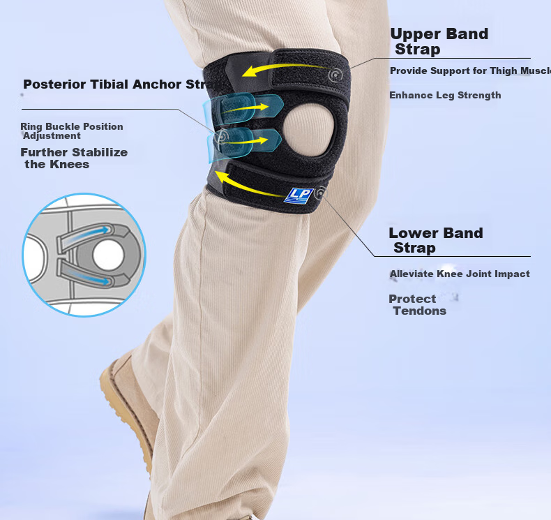 LP 537CN Strong Protection Professional Sports Knee Pads with Four Springs, Support for Hiking, Climbing Stairs, Trekking, Deep Squats, Protective Gear, Plus Size 11