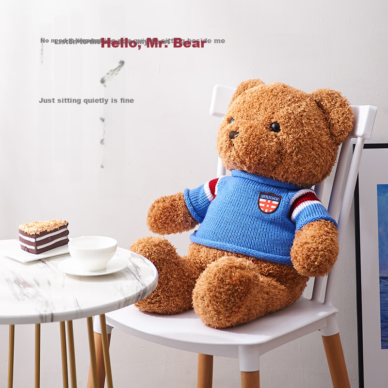HAI HUI HOME Blue British Style Teddy Bear Plush Hugging Bear Doll Toy for Holidays, Birthdays, Valentine's Day Gift 50cm