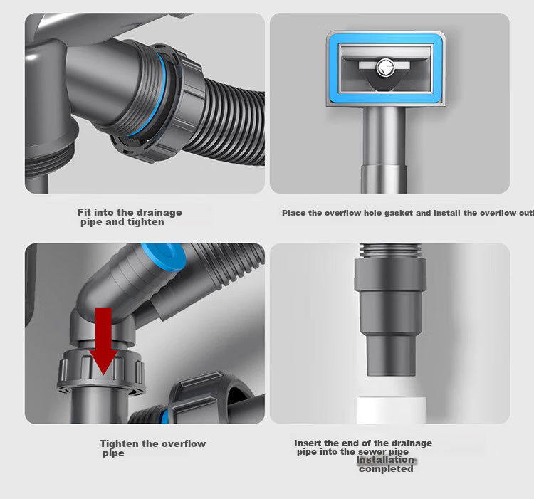 Larsd Kitchen Sink Drain Pipe, Kitchen Drainage Set, Double Sink Drainage Pipe Accessories for Washbasin And Sink 9227 20
