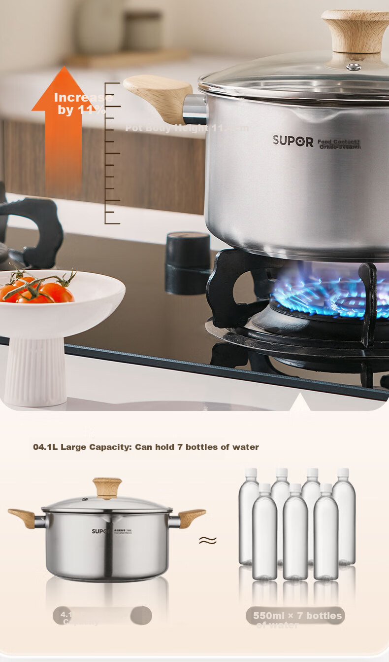 SUPOR Light Enjoyment 316L Stainless Steel Soup Pot 24cm for Noodles, Porridge, Stewing, Compatible with Gas Stove and Induction Cooker ET24YHS01 15
