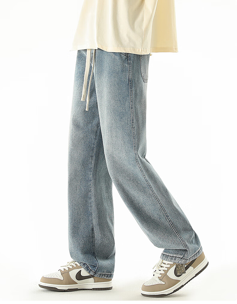 Paul Frank Men's Denim Jeans Spring Autumn New Loose Straight Pants Trendy Versatile Long Pants Black Gray L 7