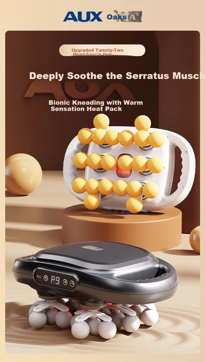 AUX 22-Head Fascia Gun Muscle Massager Professional Shoulder Neck Waist Back Full Body Multi-Head Neck Fascia Massage Device, Gift for Elders, Automatic Kneading for Waist And Legs, Mid-Autumn Festival Practical Gift 1