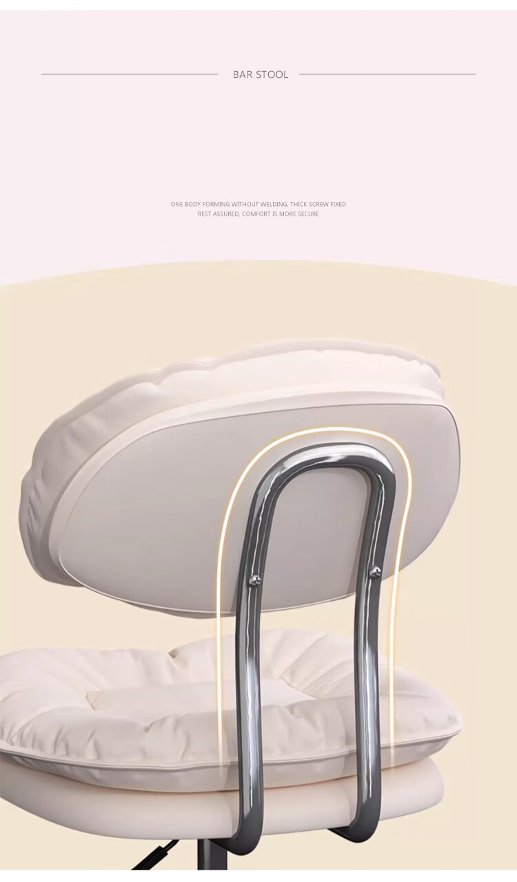 Huakaizhi Xing Stool Bar Chair Home Use Adjustable Height Swivel Chair Beauty Stool with Backrest And Wheels BY665 White 11