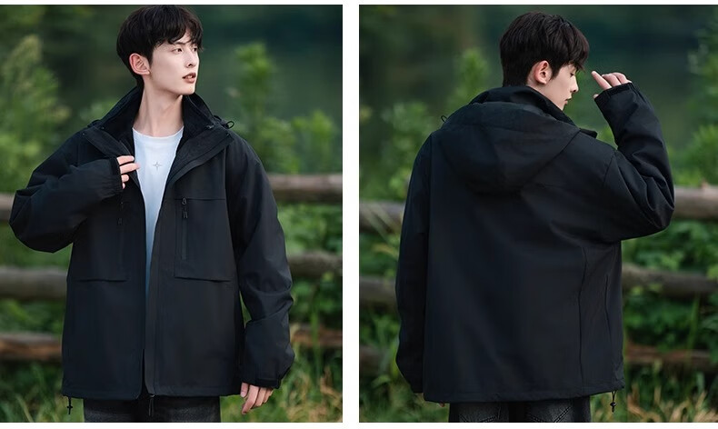 Wassup Sohot Men's Windproof And Waterproof Jacket for Spring And Autumn Outdoor Activities, Black [Single Layer] XS 5