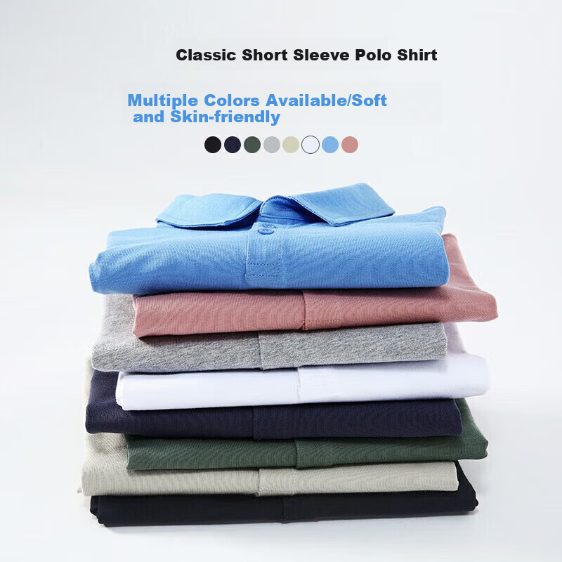 Jeanswest Men's Polo Shirt, Summer 2026 Thin Style, Antibacterial Quick-Dry Loose Short-Sleeve Casual Cool Breathable Solid Color Blue 4XL