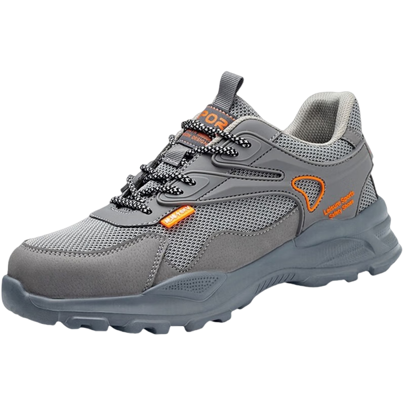 Pinzhide Men's Labor Protection Shoes Metal-Free Plastic Steel Toe Anti-Smash Anti-Puncture Safety Shoes Electrician Insulated 6KV Breathable Non-Slip Work Shoes Gray Size 40