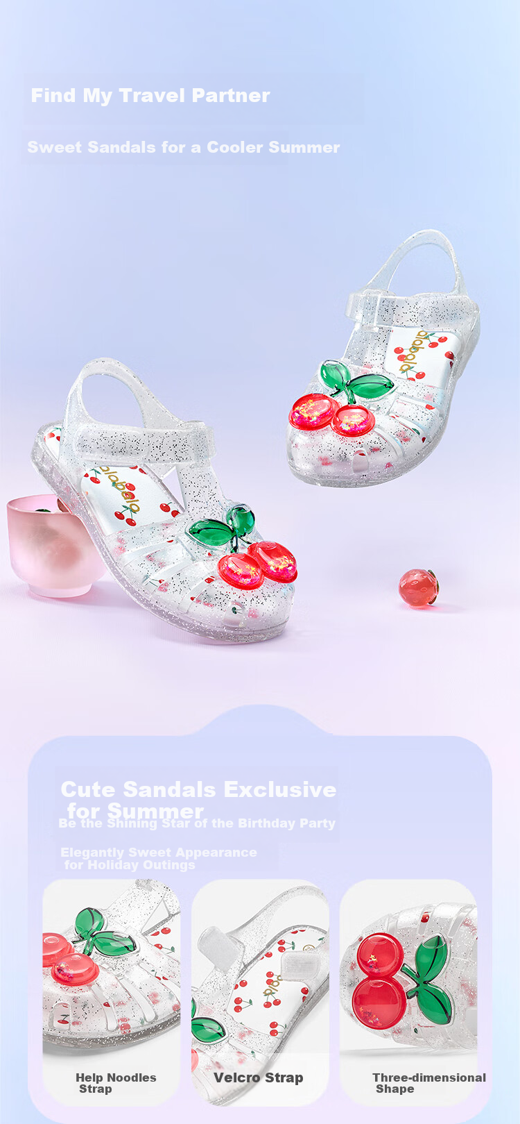 BALABALA Children's Sandals, Girls' Shoes, Summer 2025 Beach Jelly Shoes, Non-Slip Baby Shoes, 209225141004 2