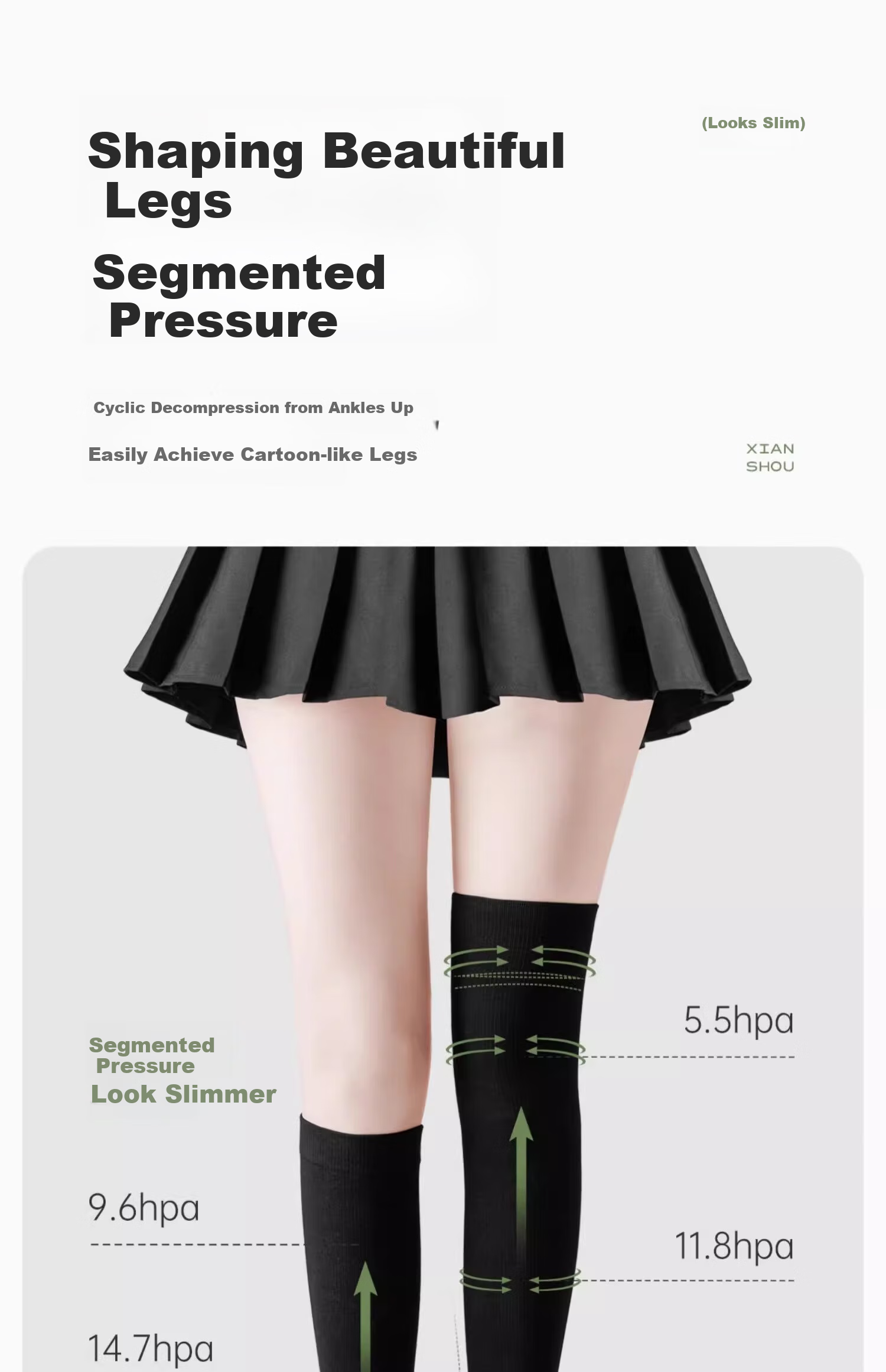 Shiwaji High-Pressure Calf Socks for Women, Spring And Summer Strong Compression JK Socks, Over-Knee Socks, Spring And Autumn Black Thigh-High Socks 5