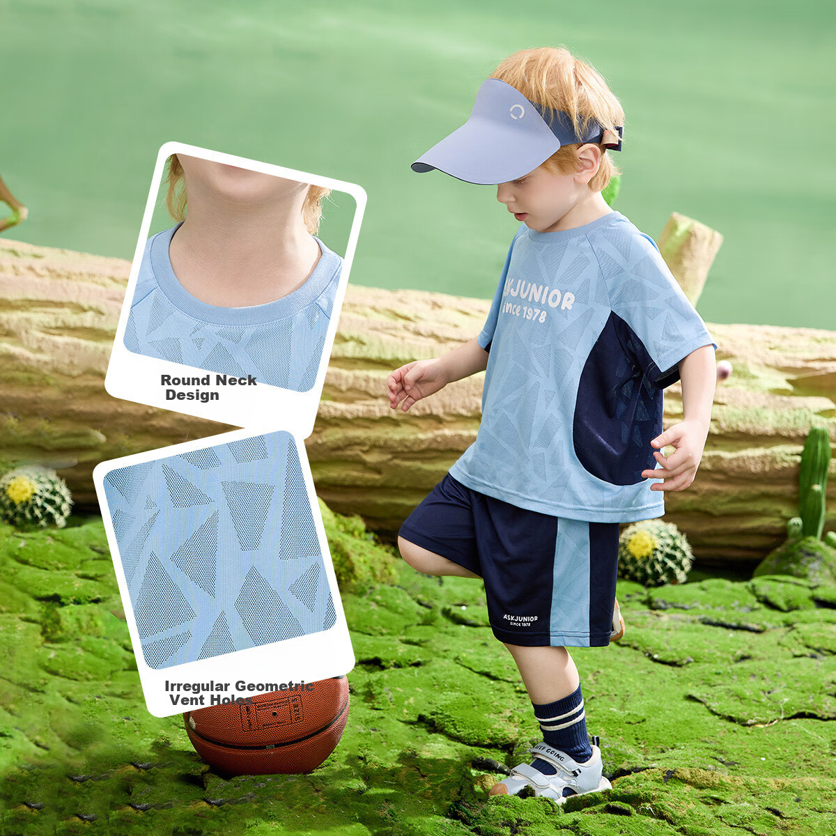 ASK JUNIOR Children's Clothing Set, Summer Wear, Quick-Dry Boys' Running Sports, Infant Short-Sleeve T-Shirt And Shorts, Baby Two-Piece Set