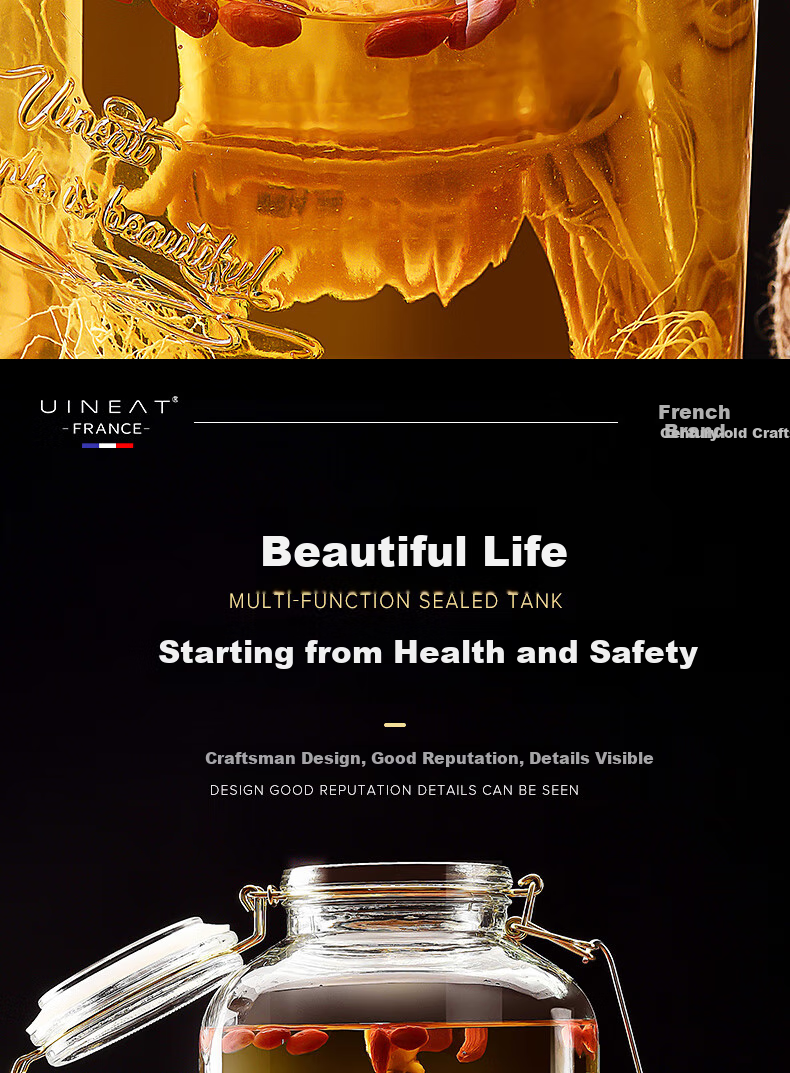 UINEAT Glass Infusion Bottle, Sealed Jar for Home Brewing, 5kg Capacity Wine Container 6