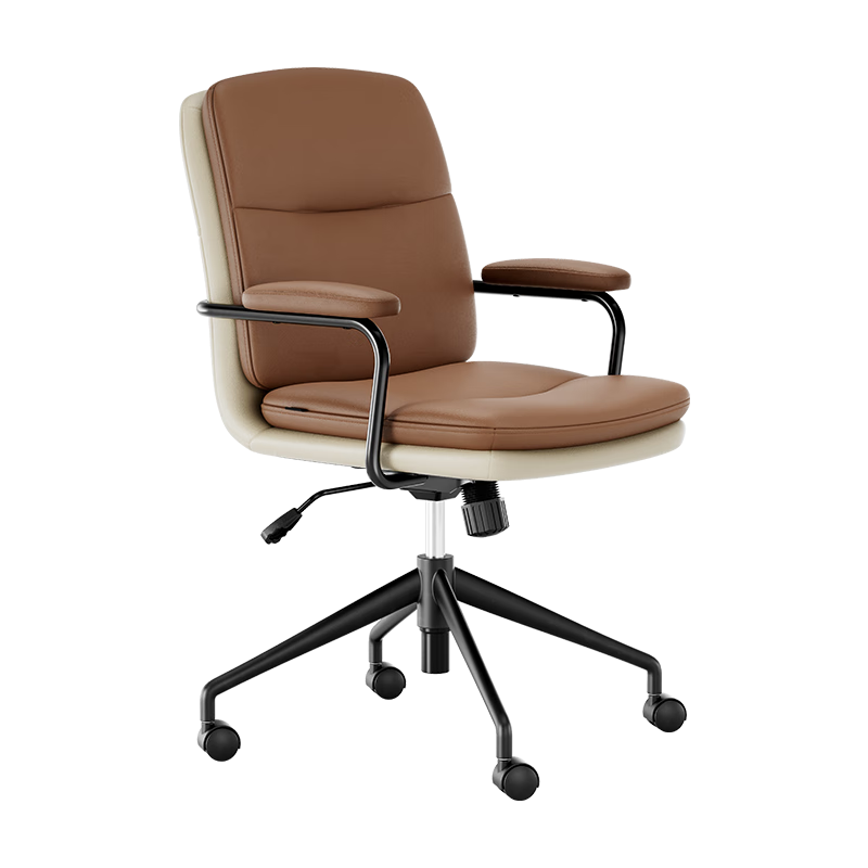 Deli KF302U Leather Chair, Computer Chair, Study Room Chair, Desk Chair, Ergonomic Chair for Home Use, European Vintage Study Chair