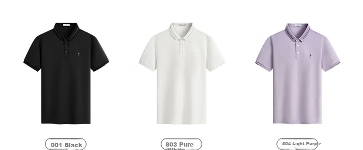 DANCING WOLVES [Mulberry Silk] Cool And Breathable Summer Commute Men's Short-Sleeve POLO Shirt, 001 Black, 2XL (185) 6