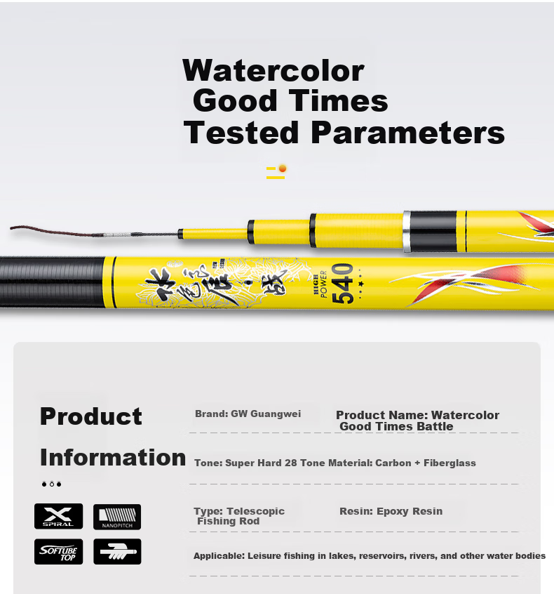 GW 6.3m Yuse Liangchen Zhan Ultra-Light Ultra-Hard 28-Tune Fishing Rod Tai Fishing Rod Hand Rod Comprehensive Fishing Gear 5