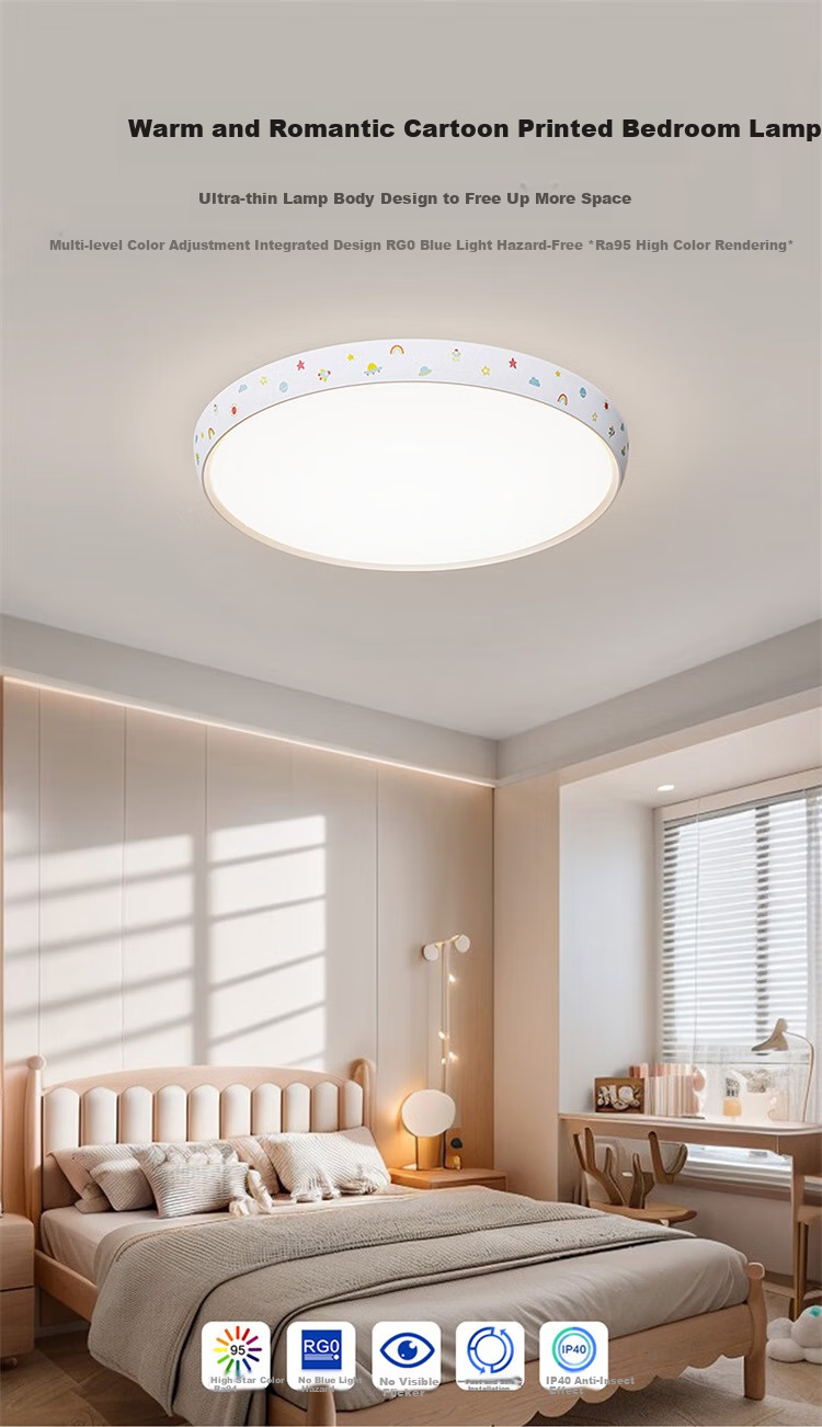 OPPLE Eye Protection Ceiling Light, Bedroom Light, Simple Adjustable Color, Ra95 High Color Rendering, Cream Style Bedroom Smart Control, Milk Cap Bobo 1