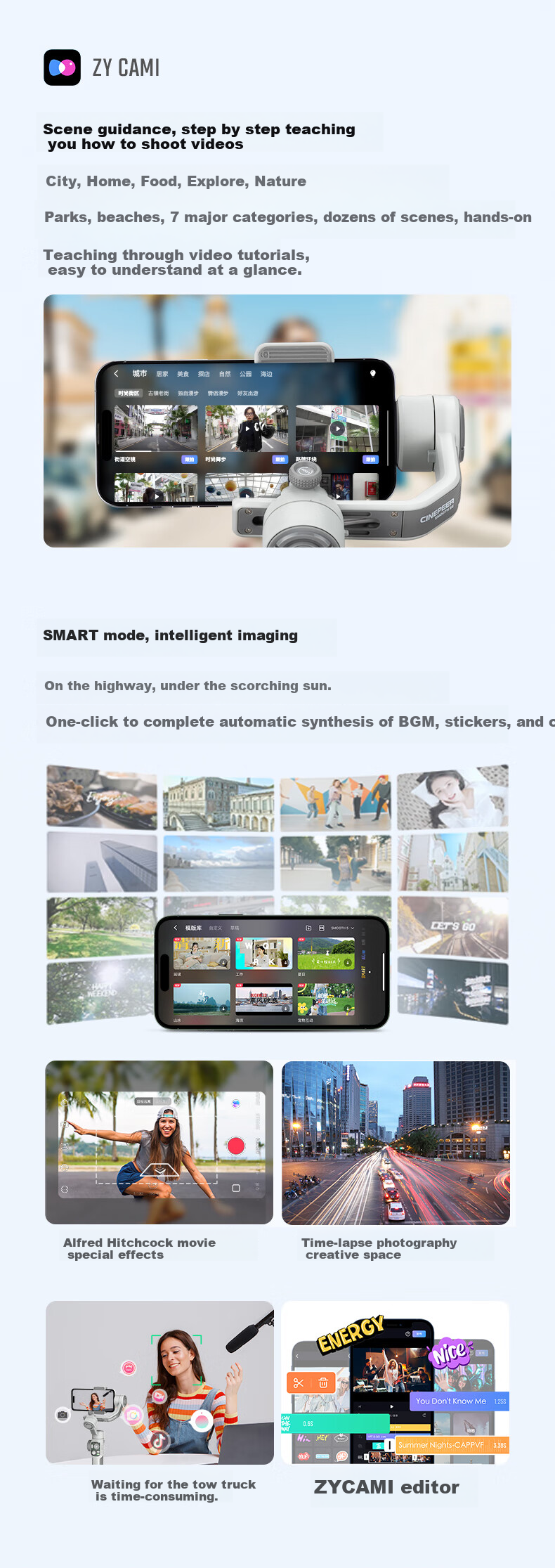 Zhiyun SMOOTH 5E Smartphone Stabilizer, Intelligent AI Precise Tracking, 360-Degree Full-Scene Follow-Up Orthogonal Three-Axis Anti-Shake Gimbal for Live Streaming And Vlog, Standard Versio 17