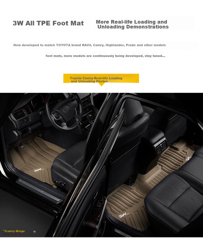 3W Suitable for Toyota Hybrid Gasoline Version New Camry, Specialized TPE Car Floor Mats + Carpet Surface Double-Layer Customized [2018-2022 Models] 6