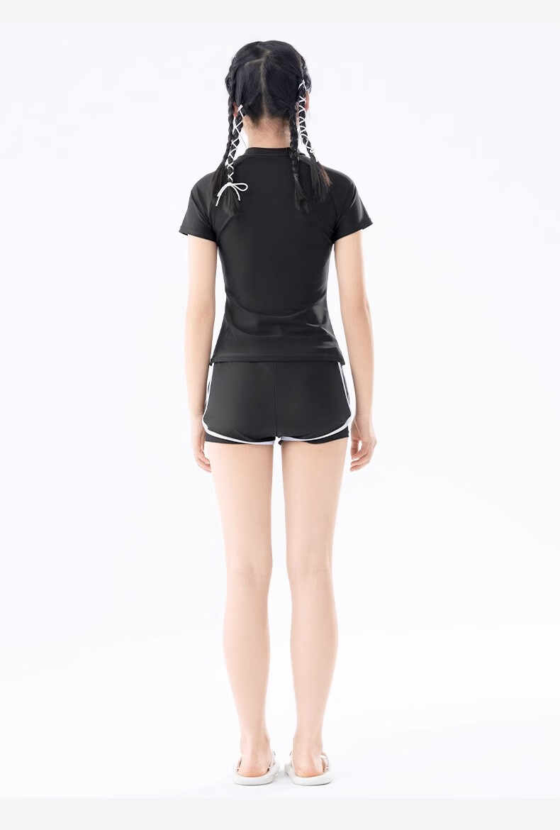 Li-Ning Children's Two-Piece Swimsuit for Girls, 2025 New Style Swimwear for Older Children And Teenagers, Sun Protection Conservative Swimsuit Set 7