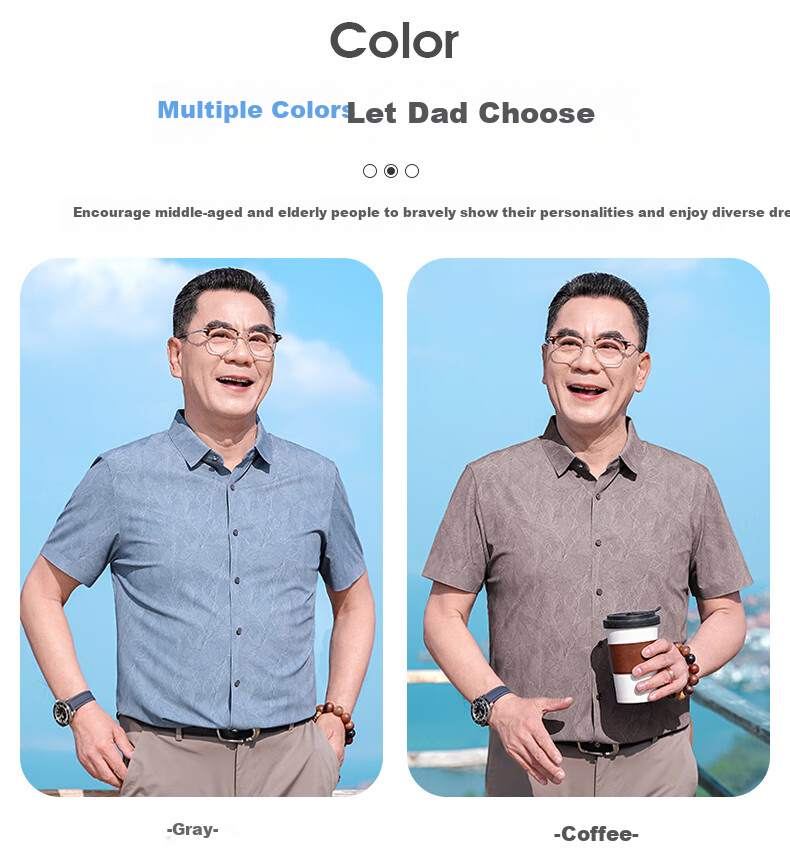 Baocaiyang Dad's Summer Ice Silk Short-Sleeve Shirt, Casual Printed Shirt for Middle-Aged And Elderly Men, Father's Day Gift Top 5