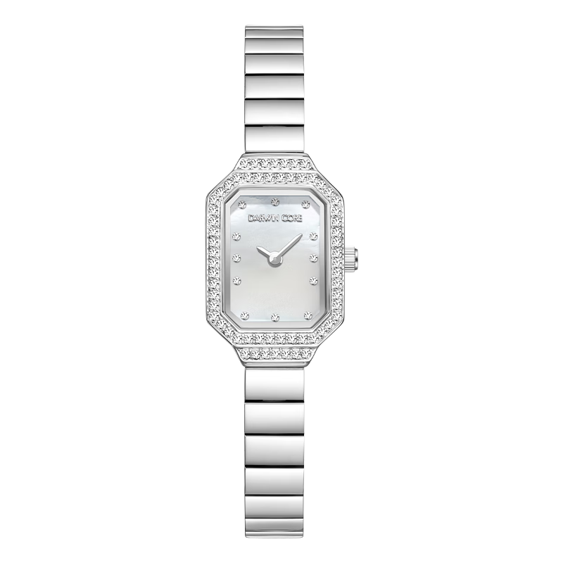 Darwin Core Daiwenke Small Golden Jade White Gold Diamond-studded Starry Sky Vintage Small Square Women's Watch Niche Birthday Gift for Girlfriend