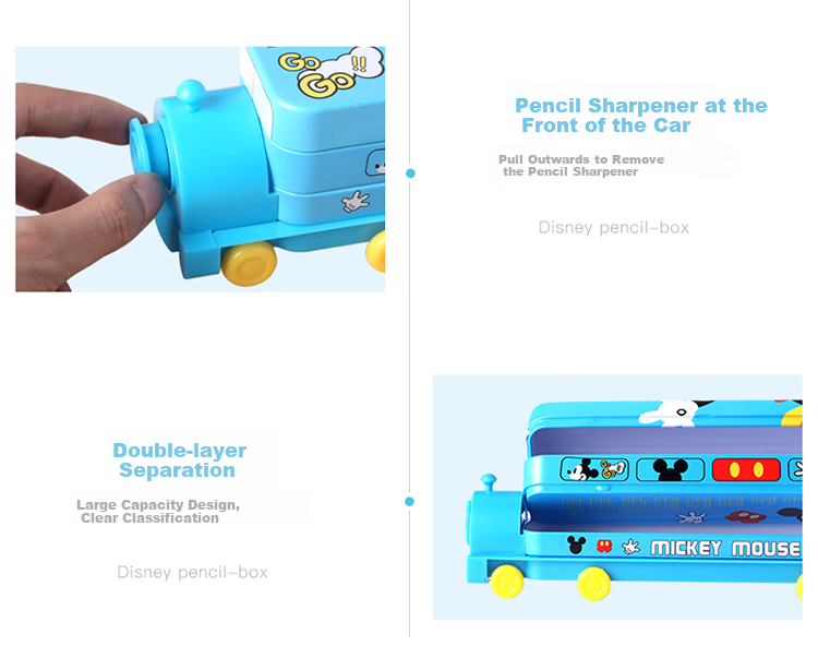 Disney Elementary School Pencil Case, Double-Layer Large Capacity Pen Box, Creative Multifunctional Train-Shaped Pencil Case, Girls' Children's Study Supplies Graduation Gift, Froze 17