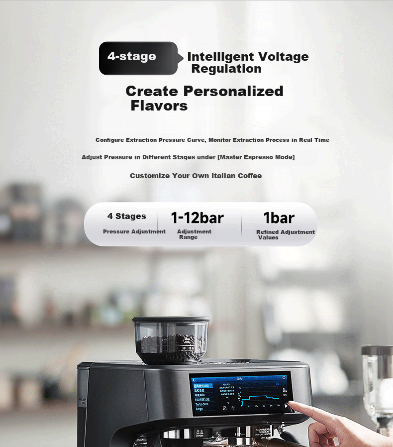Barsetto PRO1lite Titan Transformer Coffee Machine Large Screen Touch Control Multifunction Menu Semi-Automatic Italian Grinder All-in-One Off-White New Year Gift 3