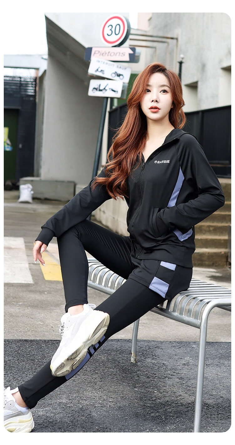 Barbie Sports Set of 3 Pieces for Women, Badminton Fitness Wear, Loose Casual Outfit, Running Clothes, Women's Sportswear Set 14