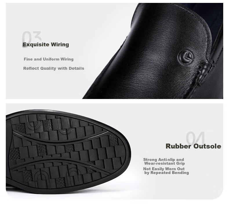 Goldlion Men's First Layer Cowhide Massage Sole Slip-On Leather Shoes Black-99R1 Size 40 11