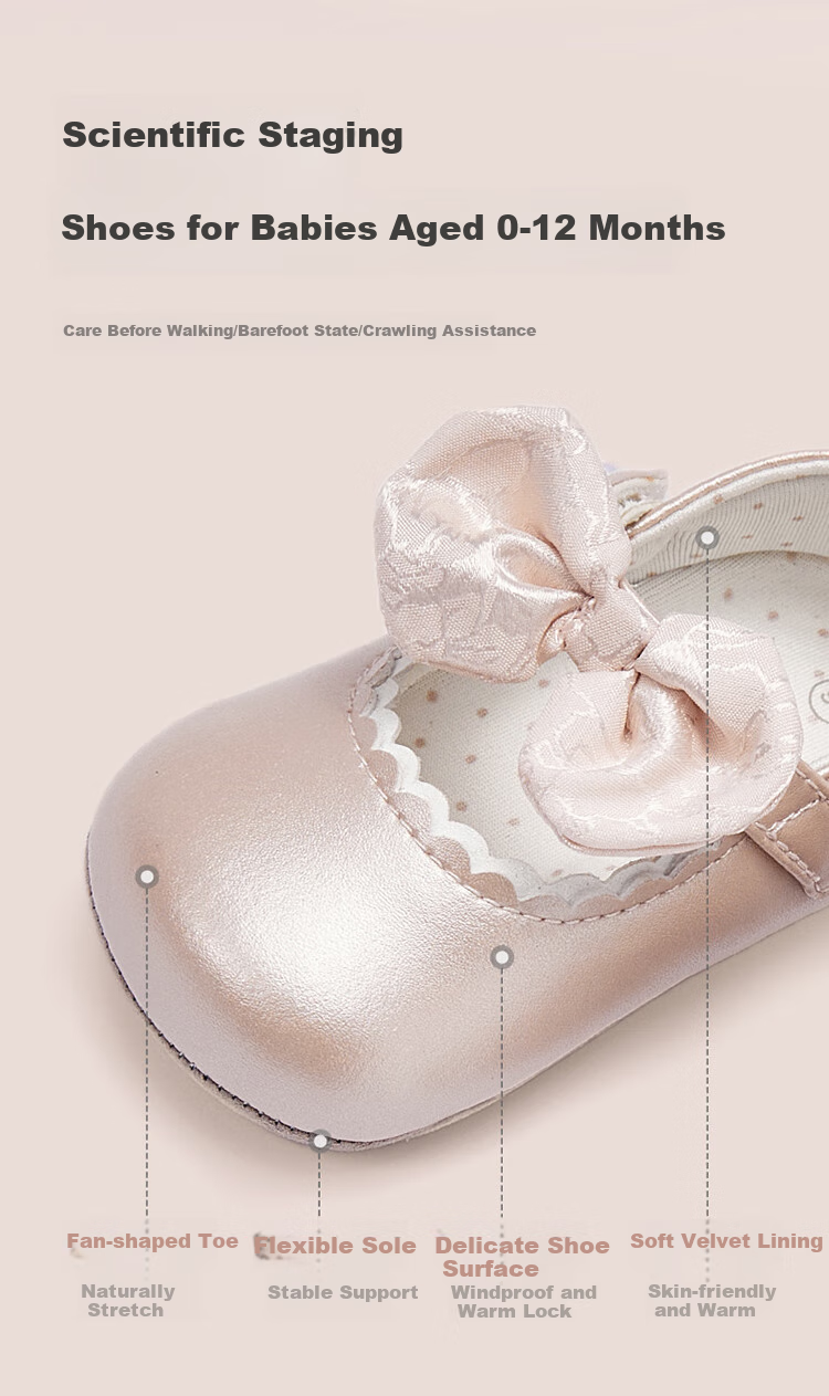 DAVE & BELLA Baby Shoes, Infant Pre-Walking Shoes, Soft-Soled Leather Shoes for Girls, Princess Shoes for Toddlers, Autumn Season Walking Shoes 2