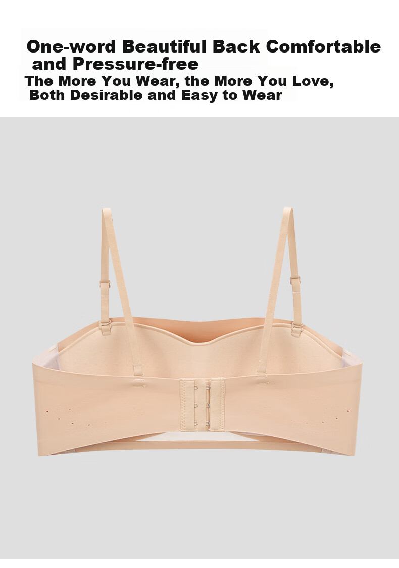 Bandgewoo White Strapless Bra, Non-Slip, Push-Up, Anti-Sagging, Bandeau Style, Invisible, Seamless, Thin Chest Wrap, Detachable Straps 3