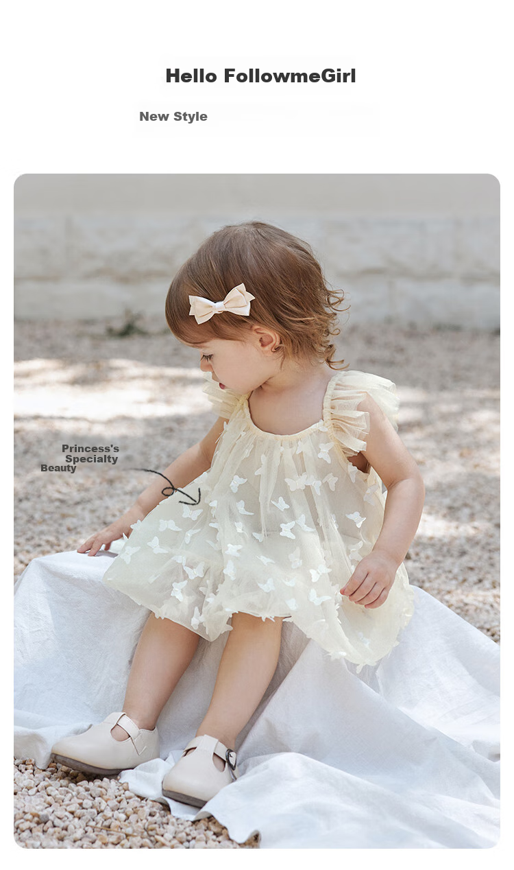 Babylove Girls' Summer Dress, Mesh Tulle Skirt, Baby Girl Dress, Sweet And Cute Flutter Sleeves, Princess Dress for Going Out 4