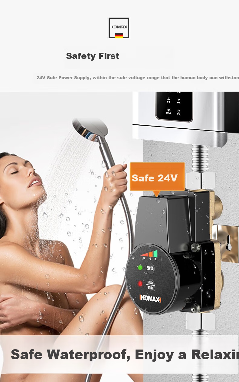 KOMAX Household Booster Pump, Whole-House Automatic Heating And Water Pressure Booster, High-Power Water Pump, Water Heater, Small Variable Frequency Pump 12