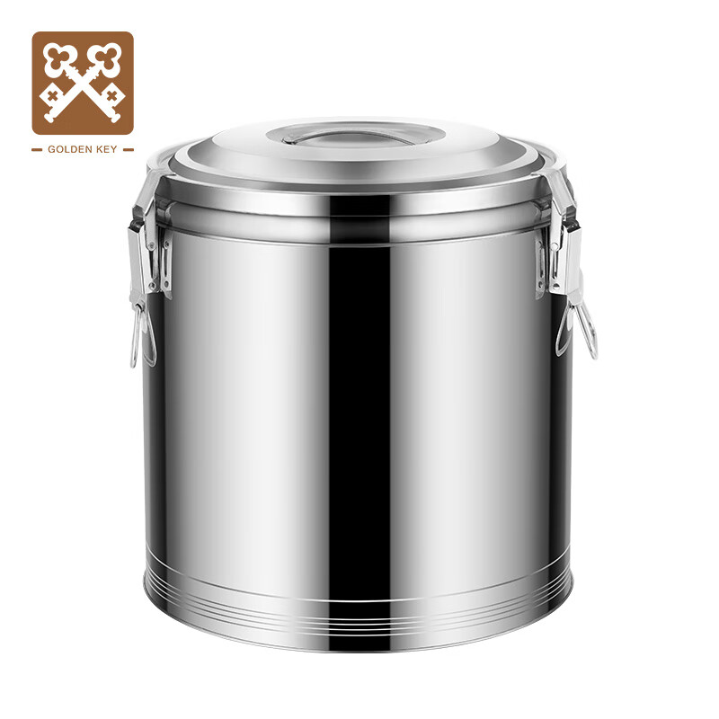 Golden Key Stainless Steel Commercial Double-Layer Insulated Large Capacity Hot Water Bucket Rice and Milk Tea Container Canteen Soup Bucket GK-BW25