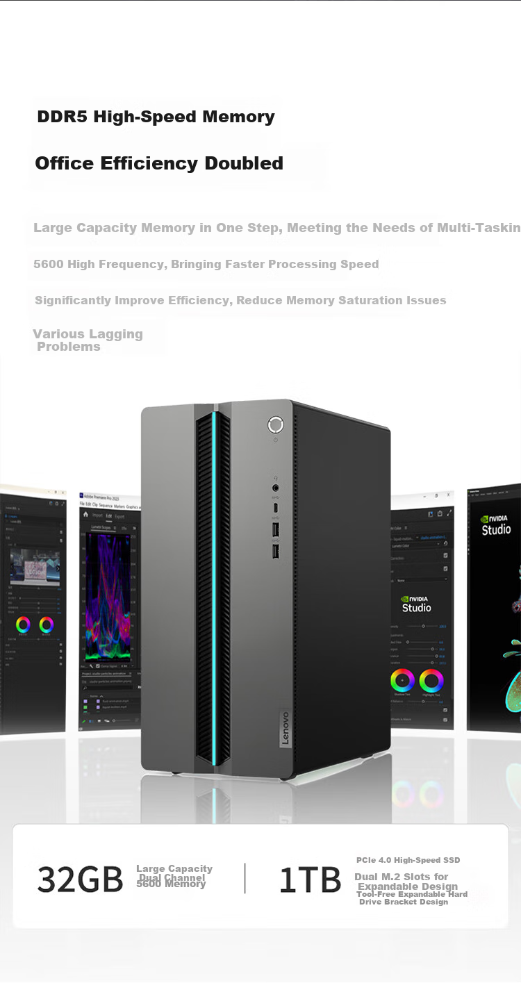 Lenovo GeekPro Designer Gaming Desktop PC (Core U9-290HX, RTX 5060Ti, 16GB DDR5 RAM, 1TB SSD) 3