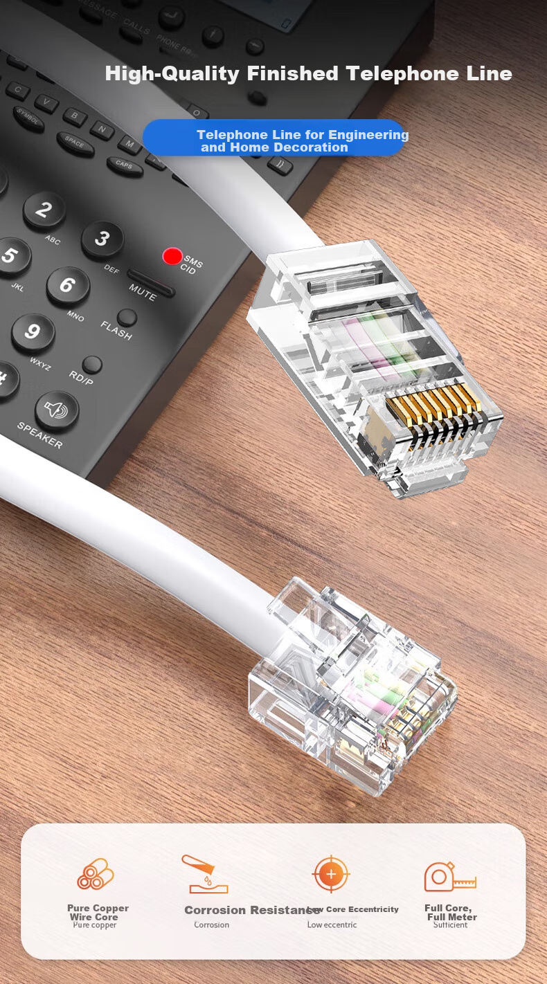 BURLEFRAN RJ45 to RJ11 Telephone Cable, 8P4C to 6P4C Network to Telephone Converter, Network to American-Style Four-Core Cable, 0.3 Meter 1