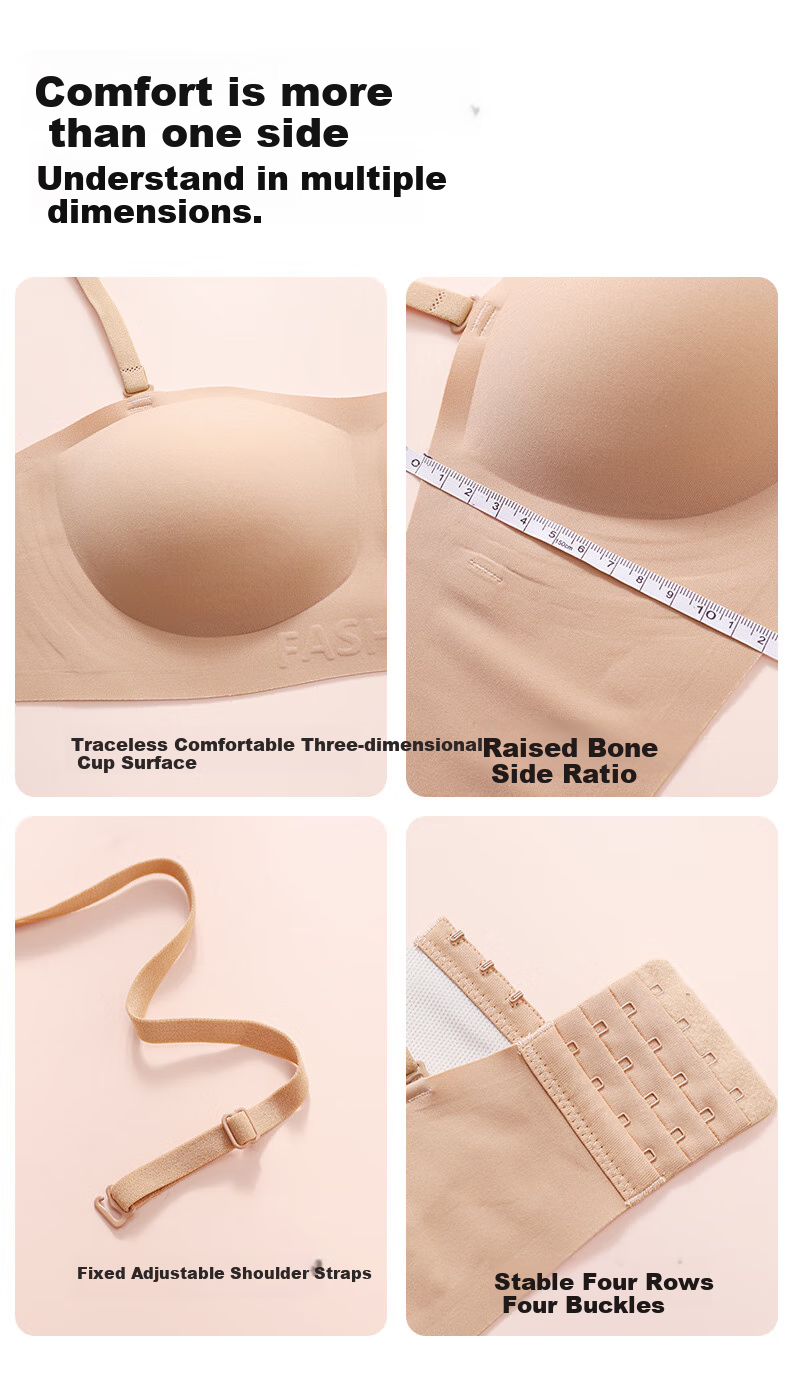 MiiOW Strapless Bra for Women, Non-Slip Push-Up, Invisible Seamless Backless Bra, Anti-Sagging Camisole Brassiere 16