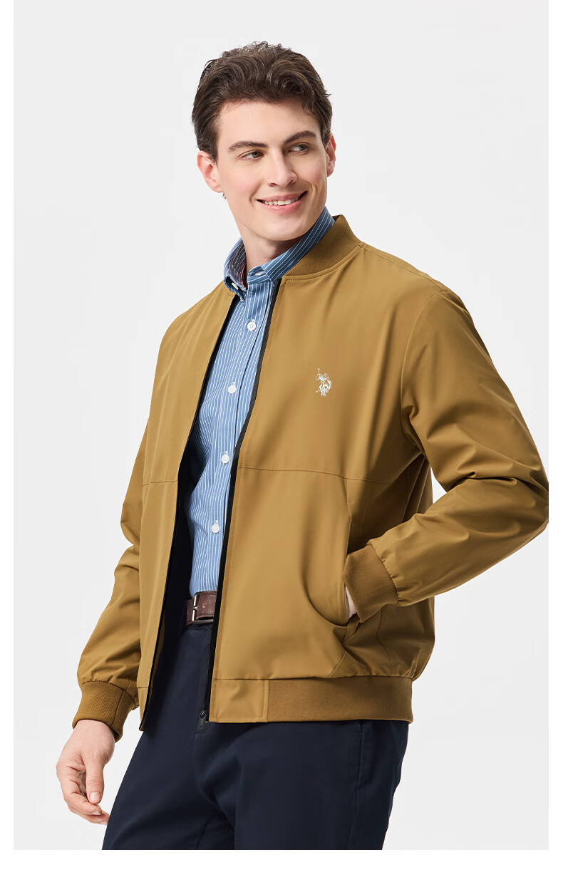 U.S. POLO ASSN. Men's Autumn Business Casual Baseball Collar Jacket High-End Windproof Commuter Coat 8