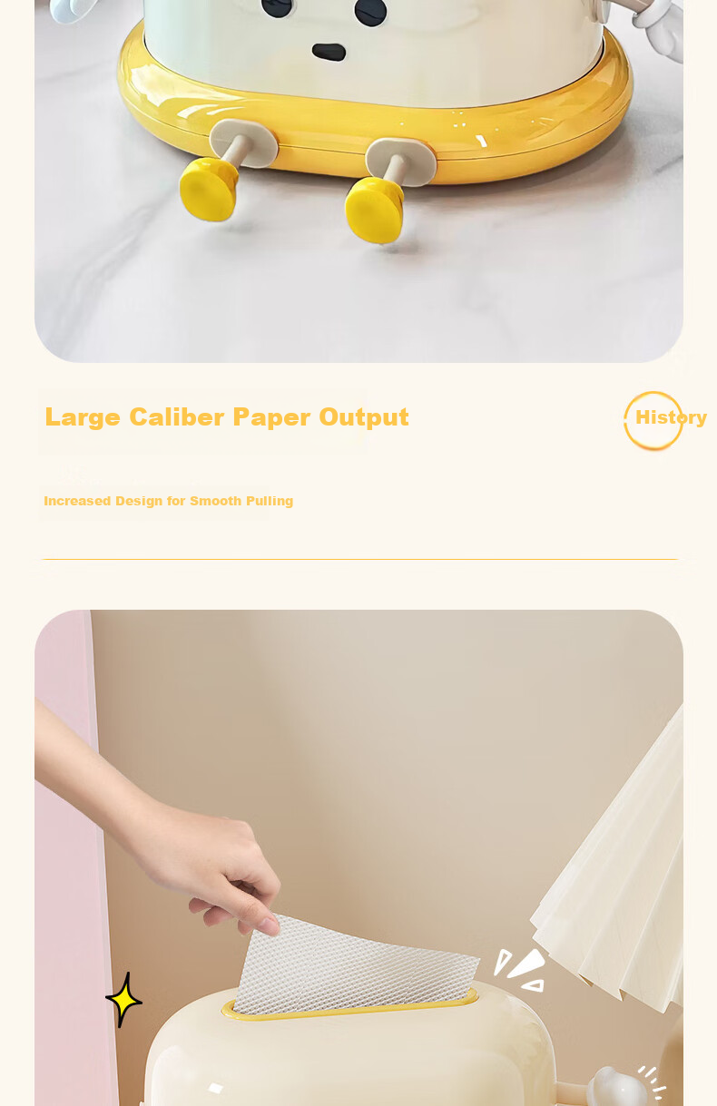 Bingyou Cute Tissue Box, Living Room Home Use, Automatic Lifting And Lowering Tissue Dispenser, Built-In Spring, Smooth Tissue Pulling, Light Luxury 5