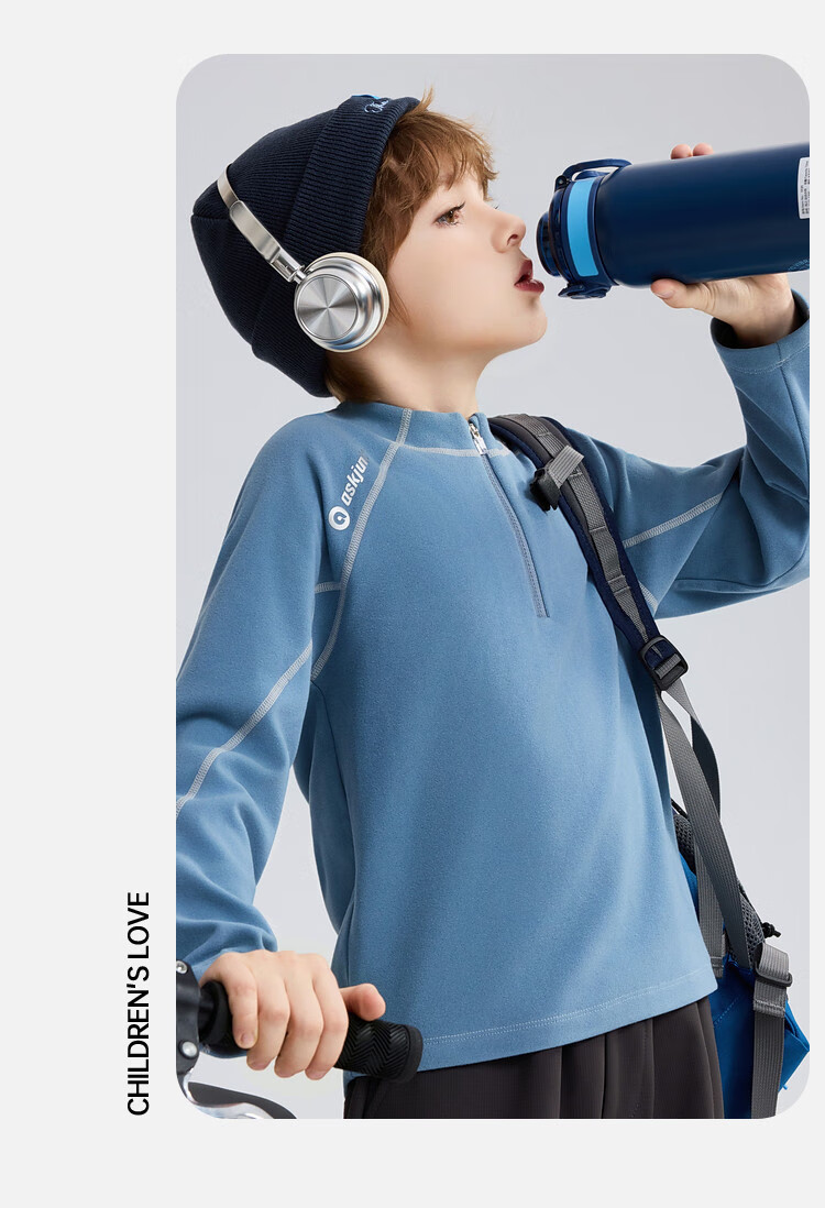 ASK JUNIOR Kids Sweatshirt 2026 Spring Mid-Large Children's Half-Zip Sports Jacket Boys 140 - Non-Shrink 6