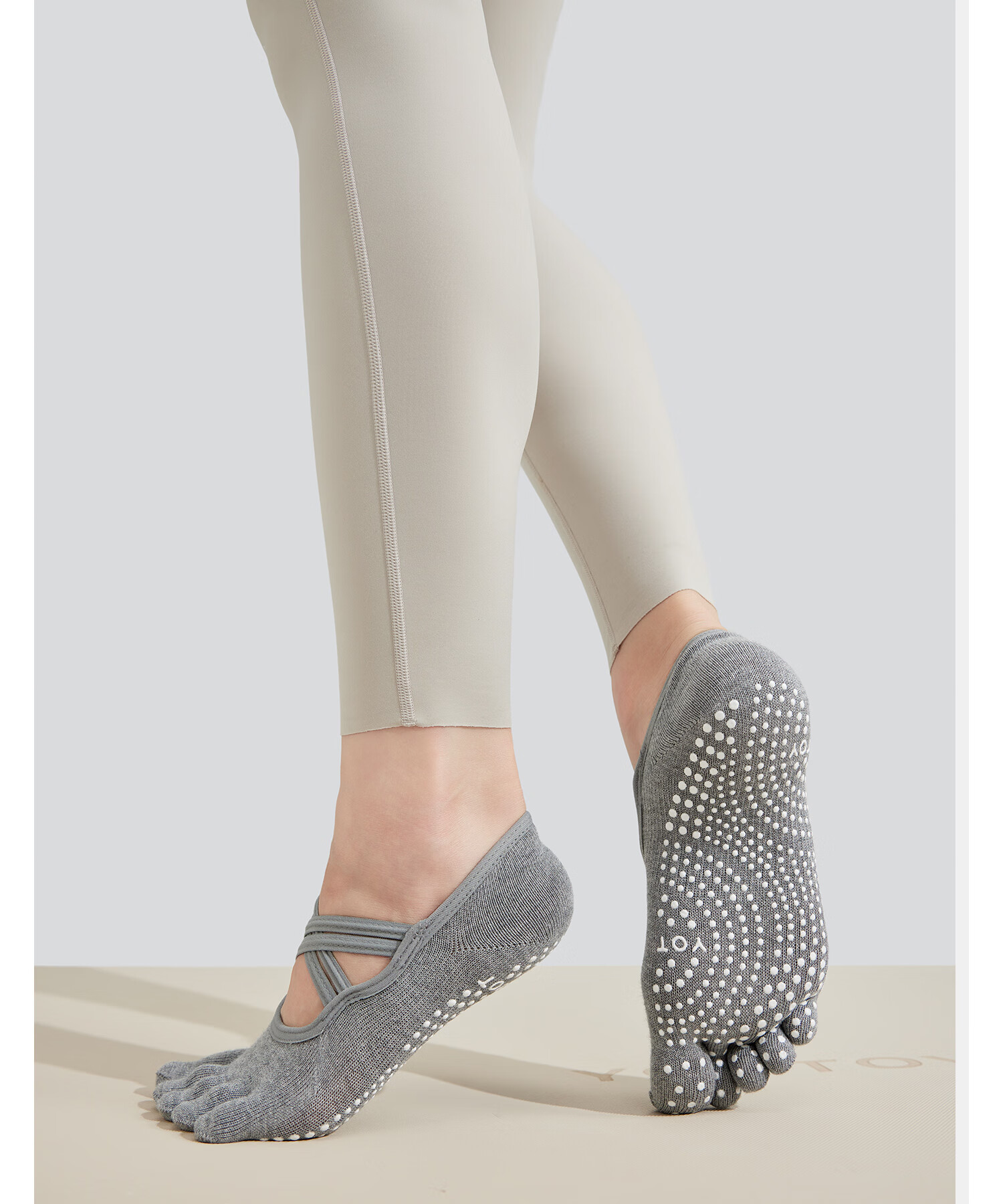 Yottoy Yoga Five-Toe Pilates Socks Summer Non-Slip Toe Separation Women's Dance Socks Lotus Pink 4