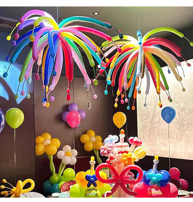 Yanyuji Fireworks Balloons, Long Strip Magic Birthday Party Scene Decoration, First Birthday And Grand Opening Atmosphere Decorations, Set of 50 5