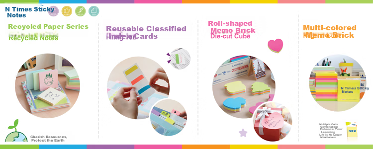 STICKN , 6-Pack Sticky Notes, Memo Pads, Note Paper, Notepad, 76*51mm Self-Adhesive Message Book, 600 Sheets, Green, 31004-J6 3