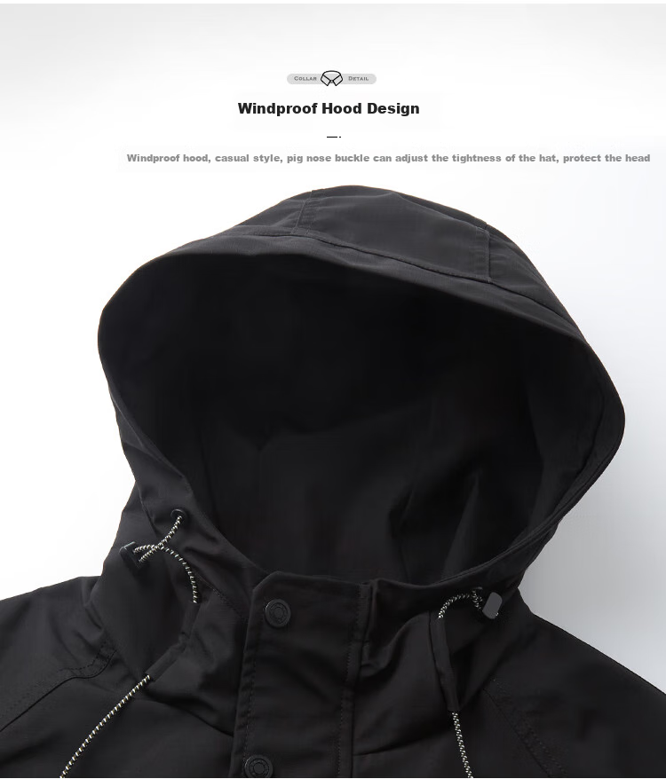 FIRS [Sanfang Technology] Lightweight Men's Jacket with Windproof Hood, Outdoor Wear-Resistant Zip-Up Casual Coat 4